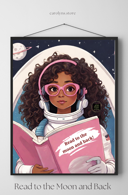 Wall Art Poster - Girl - Read To The Moon And Back