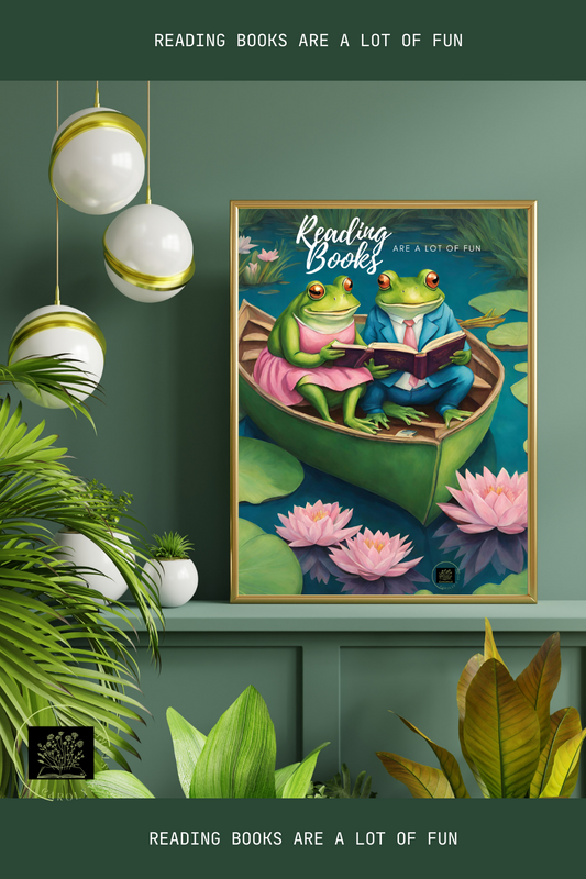 Wall Art Poster - Frogs - Reading Books Are A Lot Of Fun